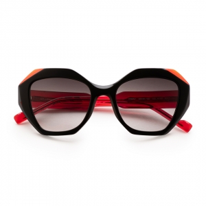Corfu hexagonal oversized sunglasses black red